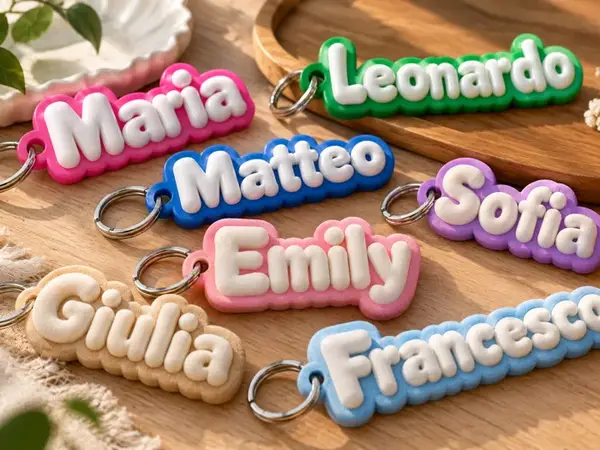 Custom Bubble Keychain – Curved 3D Name
