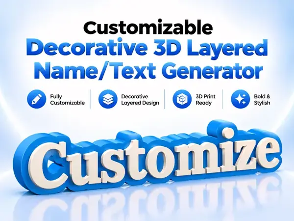 Custom Decorative 3D Layered Text
