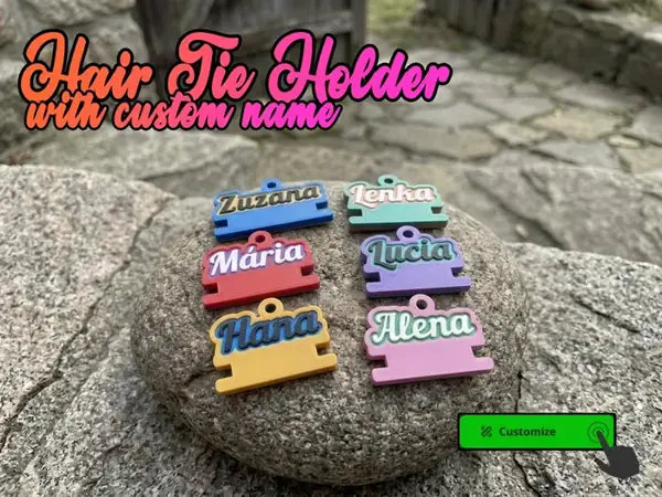 Custom 3-Color Hair Tie Holder with Name