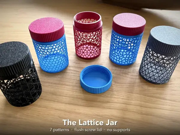 Custom Kumiko & Voronoi Mesh Jar with Screw Lid