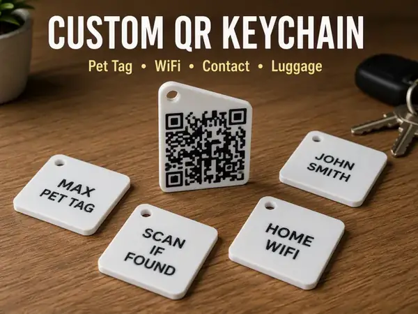 Custom QR Code Keychain with Text
